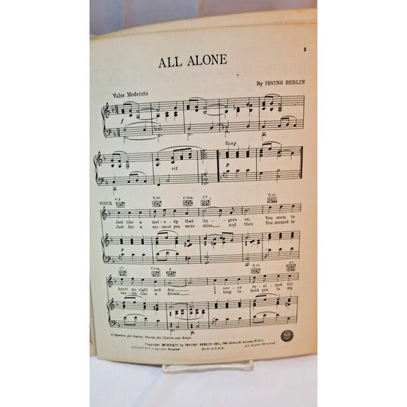 All Alone - Original Sheet Music - Berlin - 1924 - Picture 3 of 4